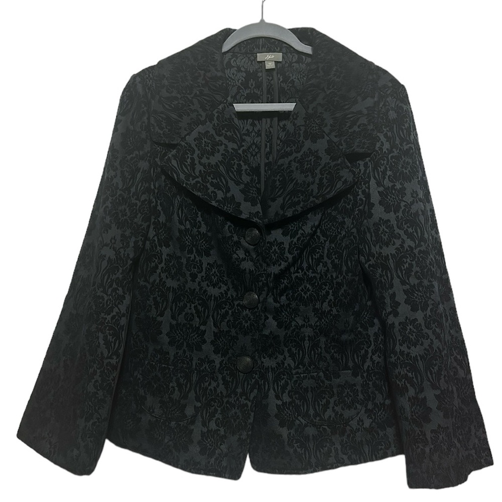 J. Jill Black Floral Jacquard Blazer